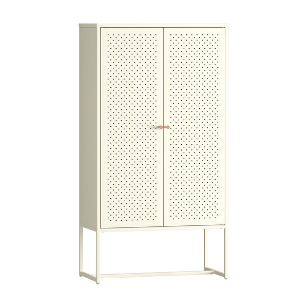 Highboard Viitasaari 150x80x40 cm stål krämvit [en.casa]