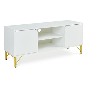 TV-bänk Reyri 120x39x52 cm Vit/Guldfärgad [en.casa]