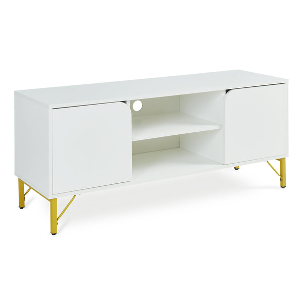 TV-bänk Reyri 120x39x52 cm Vit/Guldfärgad [en.casa]