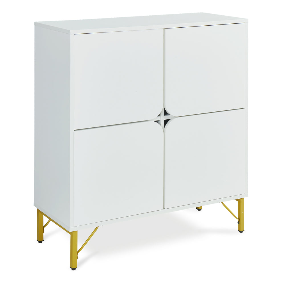 Sideboard Reyri 90x80x35 cm Vit/Guldfärgad [en.casa]