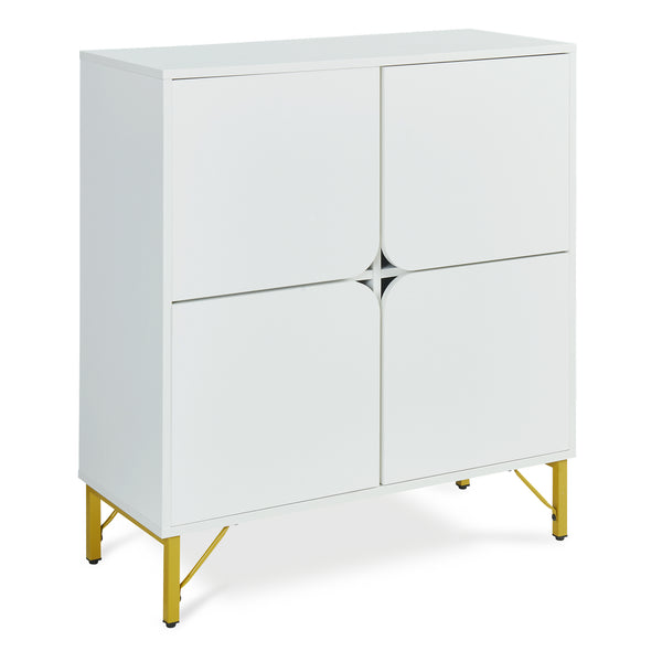 Sideboard Reyri 90x80x35 cm Vit/Guldfärgad [en.casa]