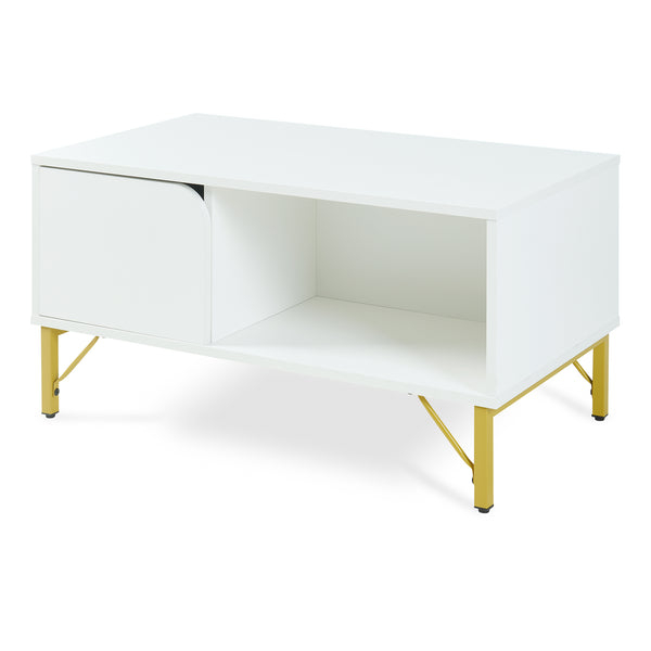 Soffbord Reyri 80x45x42 cm Vit/Guldfärgad