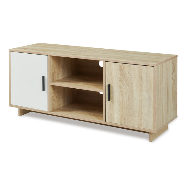 TV-bänk Kenta 120x39x52 cm Sonoma-eklook/Vit [en.casa]
