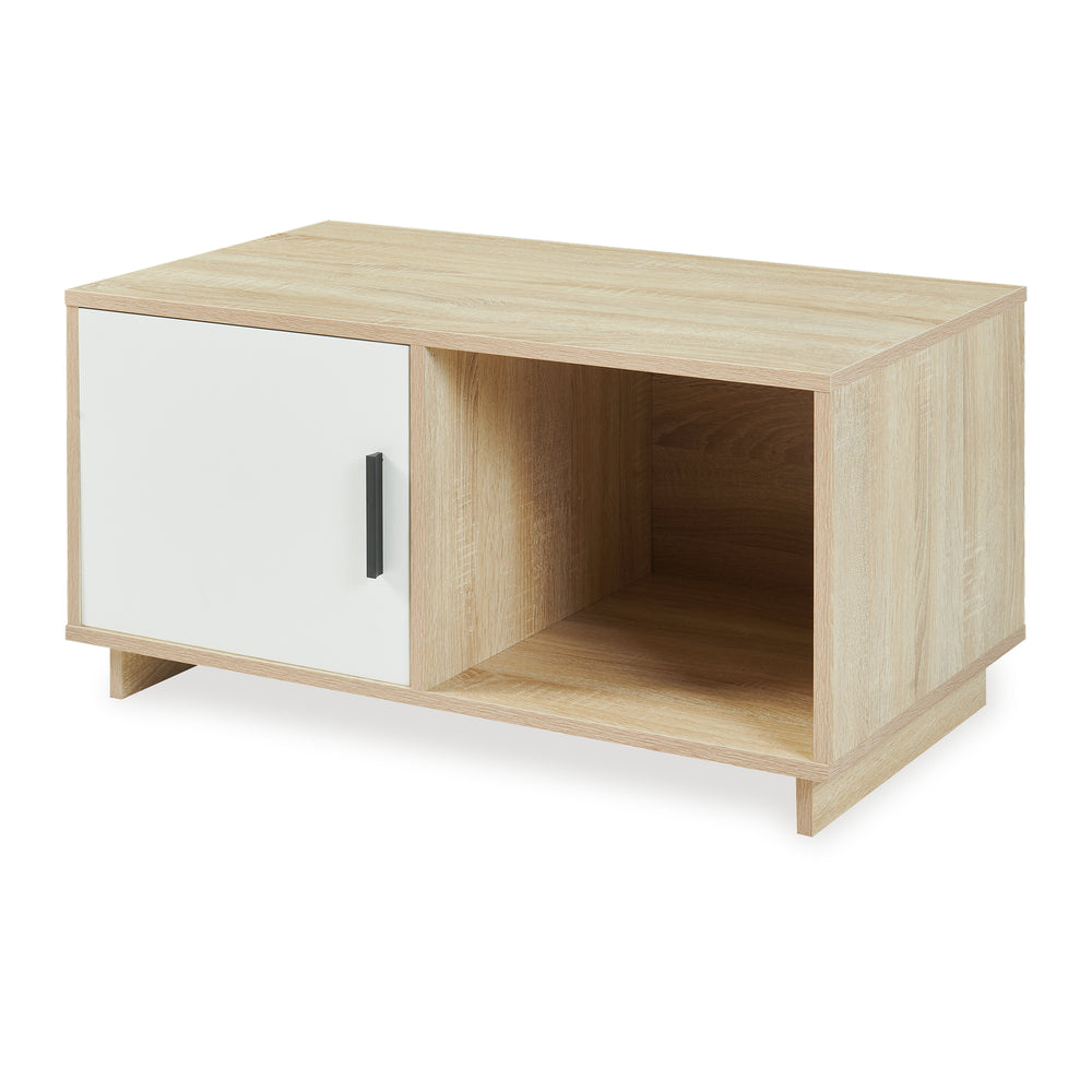 Soffbord Kenta 80x45x40 cm Sonoma-eklook/Vit [en.casa]
