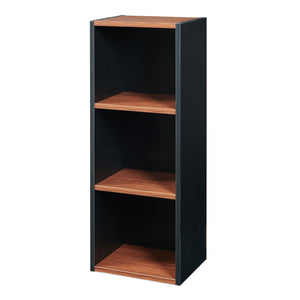 Bokhylla 'Trond' med 3 öppna fack 80 x 30 x 23 cm Svart/Valnötsutseende