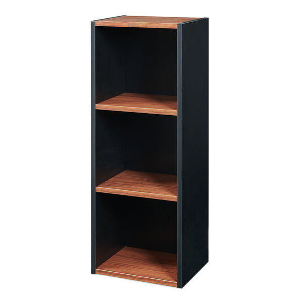 Bokhylla 'Trond' med 3 öppna fack 80 x 30 x 23 cm Svart/Valnötsutseende