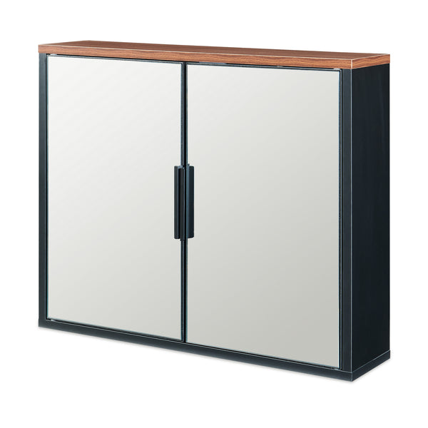 Spegelsskåp Trond 50x60x15 cm Svart/Valnötsutseende [en.casa]