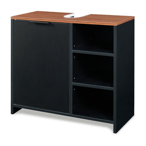Tvättställsskåp Trond 60x66x30 cm Svart/Valnötsoptik [en.casa]