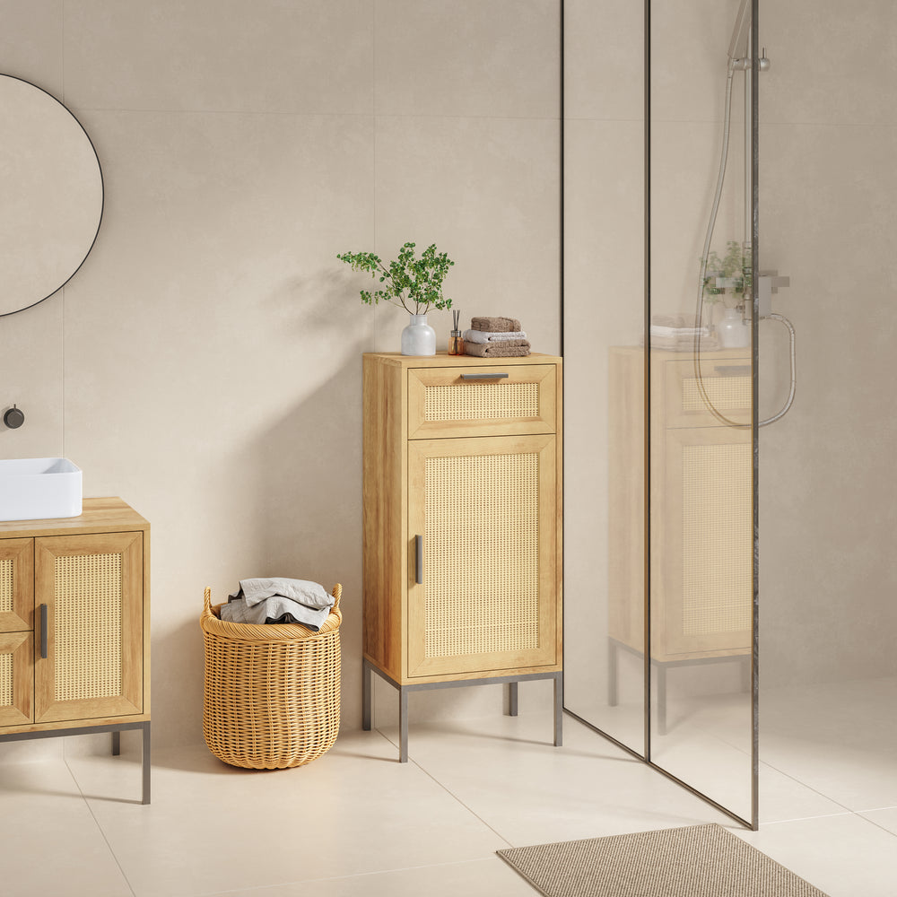 Badrumsskåp Marhasa 92x40x30 cm Eklook/Svart [en.casa]