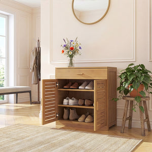 Skåp för skor Aarela 67x66x34 cm bambu [en.casa]