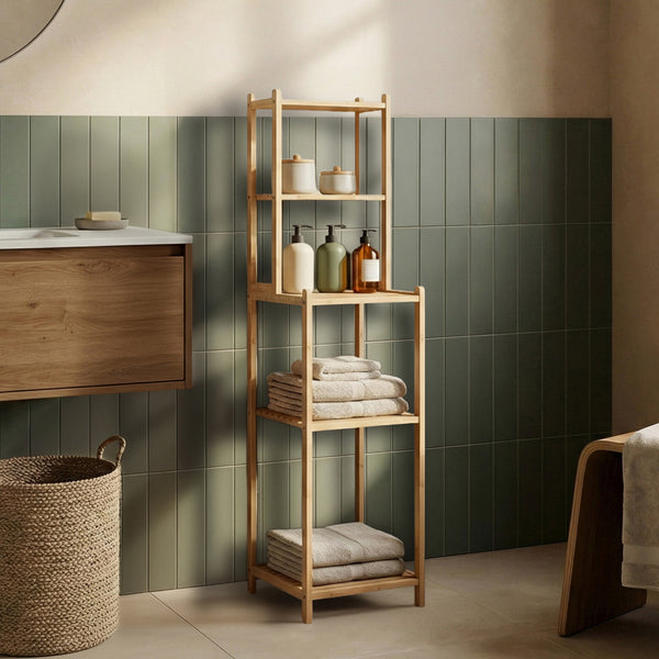 Badhylla Anun 128x30x30 cm Bambus Natur [en.casa]