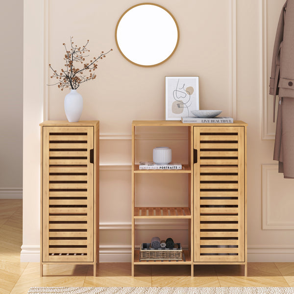 Sidobord Hakseri 2-del. 87x99x33 cm Bambus Natur [en.casa]