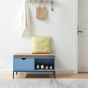 Skobänk Colwyn 80x40x45 cm Blå [en.casa]