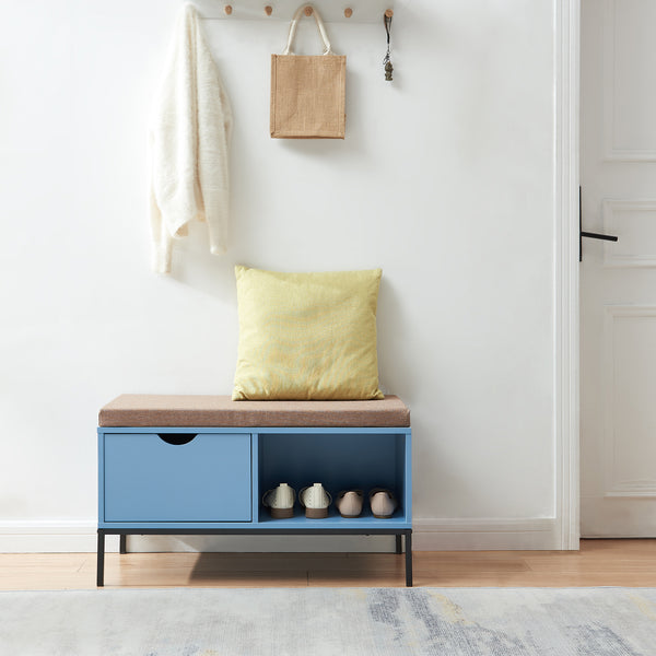Skobänk Colwyn 80x40x45 cm Blå [en.casa]