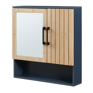 Spegelsskåp Svanes 58x56x13 cm Mörkgrå/Natur [en.casa]
