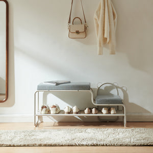 Skobänk med barnpall Jässaatka stål 100x32x46 cm grå [en.casa]