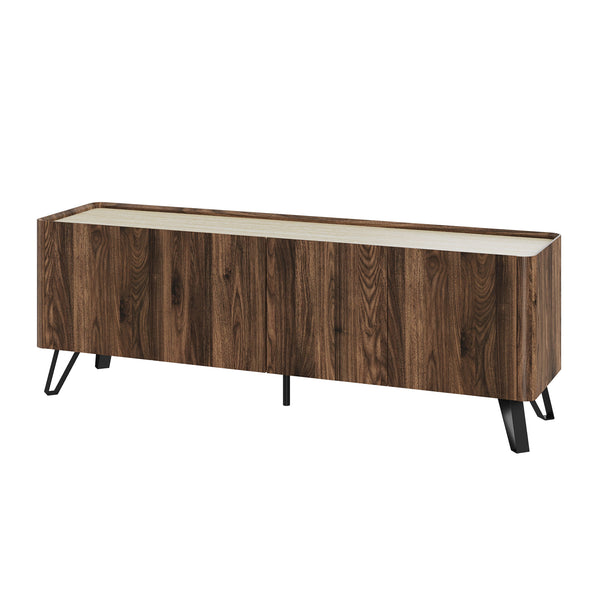 TV-bänk Trorlon 160x40x55 cm Valnötslook/Travertin [en.casa]