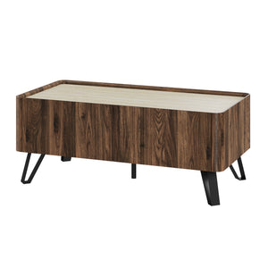 Soffbord Trorlon 100x50x40 cm Valnötslook/Travertin [en.casa]