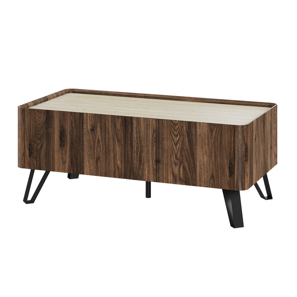 Soffbord Trorlon 100x50x40 cm Valnötslook/Travertin [en.casa]