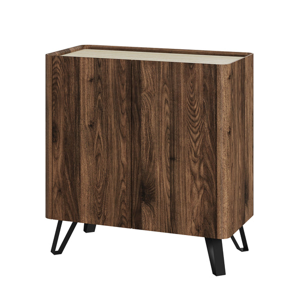 Byrå Trorlon 83x80x40 cm valnötslook/travertin [en.casa]