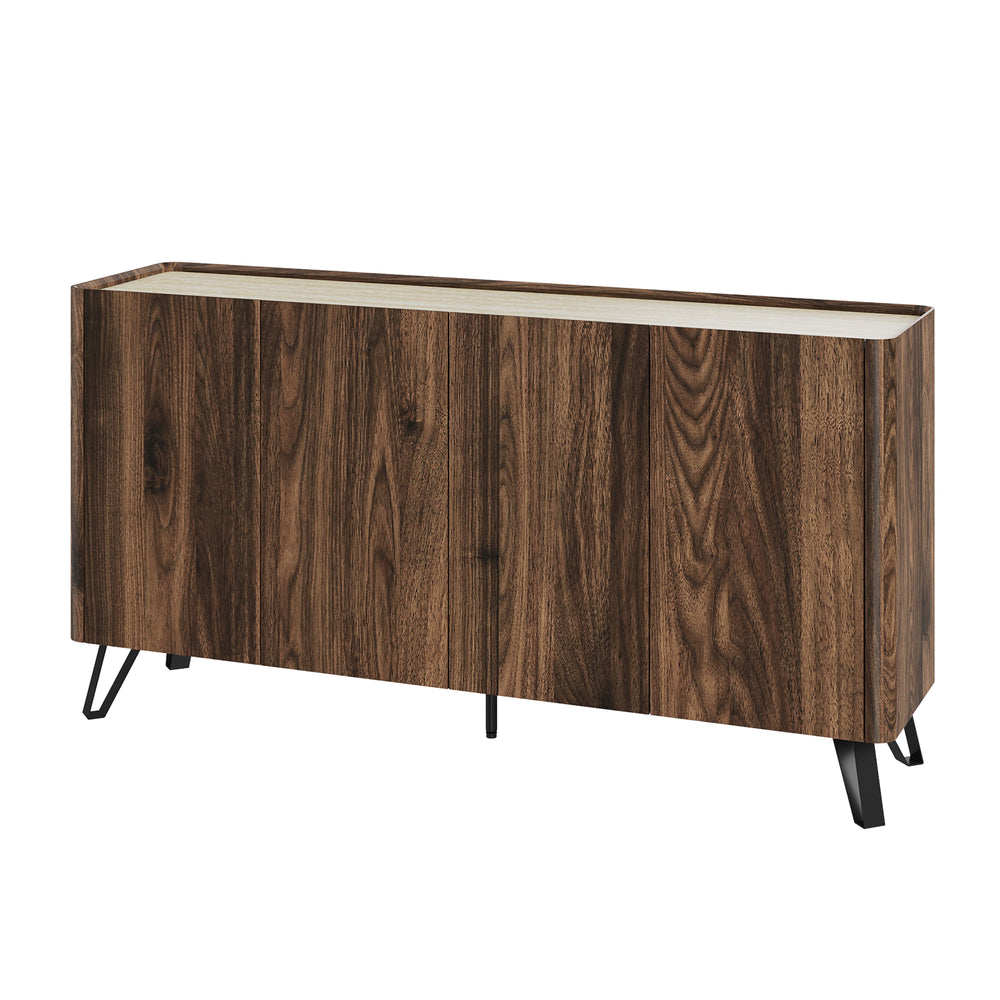 Sideboard Trorlon 160x40x83 cm valnötoptik/travertin [en.casa]