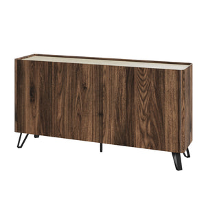 Sideboard Trorlon 160x40x83 cm valnötoptik/travertin [en.casa]