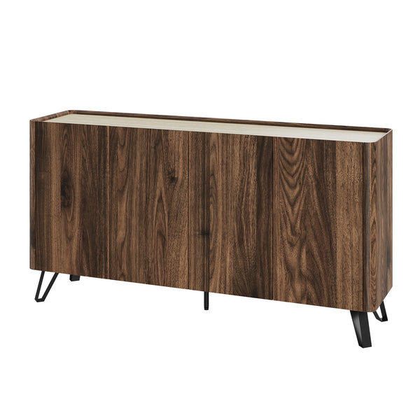 Sideboard Trorlon 160x40x83 cm valnötoptik/travertin [en.casa]