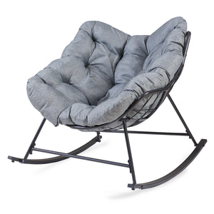 Korg-gungstol Villeneuve 85x90x91 cm Svart/Grå [en.casa]