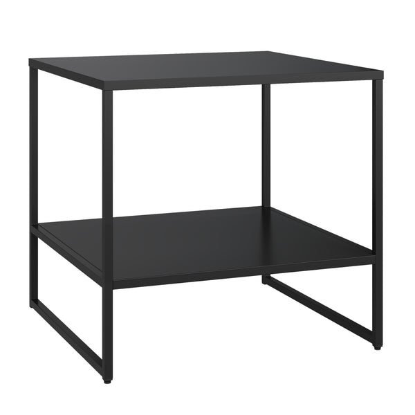 Sidobord Salsnes 53x51x51 cm med hylla Stål Svart [en.casa]