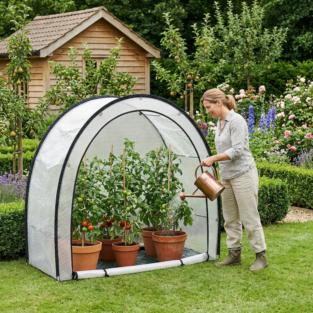 Tomatväxthus av folie Larshasas 180x80x170 cm Transparent [en.casa]