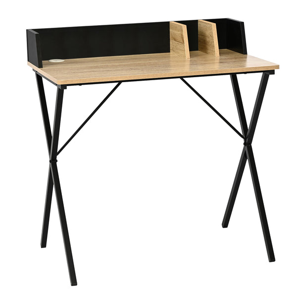 Skrivbord Kappespoo 84x80x50 cm Svart/Eklook [en.casa]