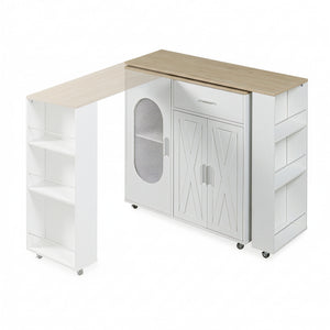 Rullbar köksö med roterbar arbetsyta Kudebola 115x40x94 cm eklook/vit [en.casa]