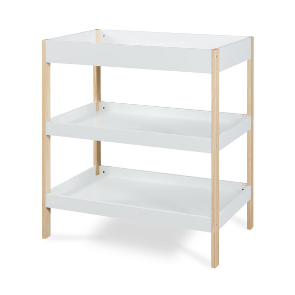 Skötbord Oupilu med 2 hyllor 91x82x53 cm Vit [en.casa]