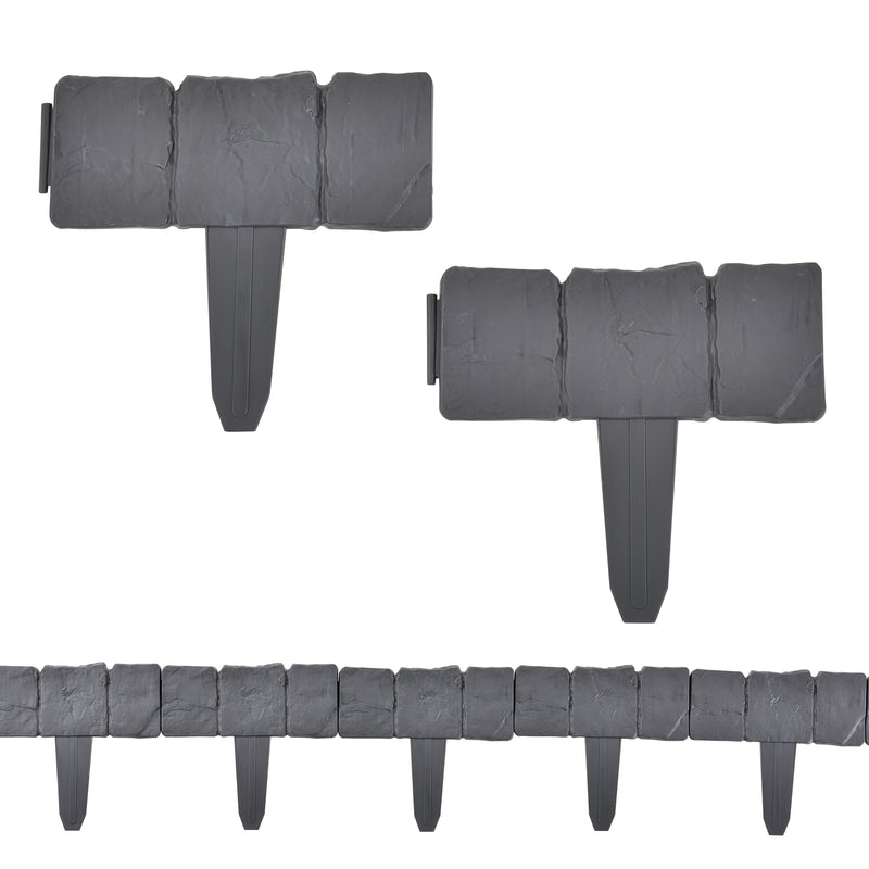 Måttskiss Rabattkant set PP 23x25,5x2cm sten optik i olika mått [casa.pro]