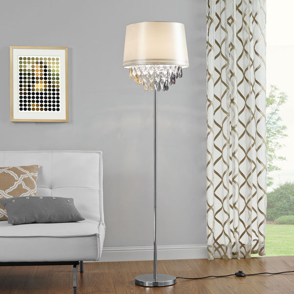 Elegant golvlampa - Royality 1 x E27 - 60W - vit/  krom