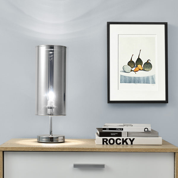 [lux.pro]® Bordslampa-44x13,5cm-förkromad metall-kromfolie-krom