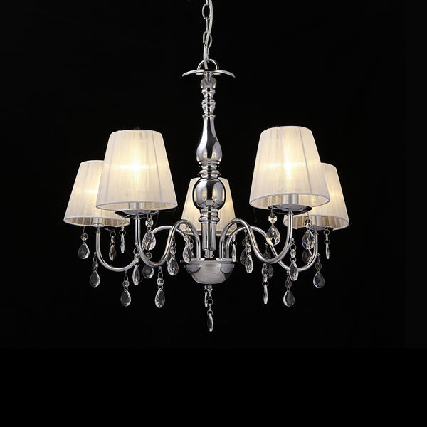 [lux.pro]® Elegant ljuskrona Isabelle-femarmad-5xE14-krom/vit 