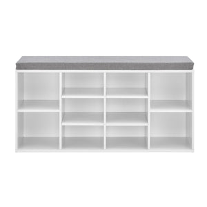 [en.casa] Skohylla/Skoskåp/Bänk med skoförvaring-Vit/Grå-103x30x48cm