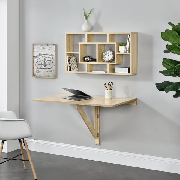 Vägghylla Sonoma ekfärg 85x47,5x16 [en.casa]
