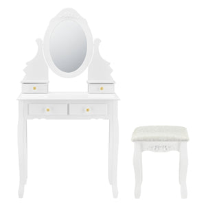 Toalettbord/sminkbord Limerick med spegel och stol 141x75x40cm vit [en.casa]
