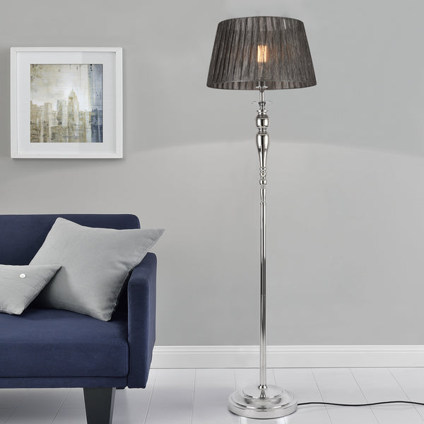 Golvlampa Lingen-151xØ40cm-230V, 50Hz-1xE27-metall / textil-grå