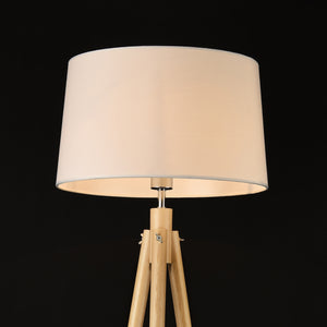 Golvlampa Tomar trä metall textil vit [lux.pro]