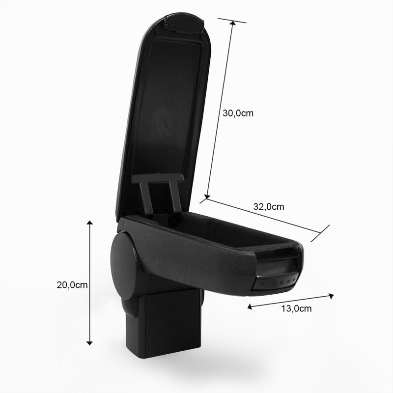 Måttskiss [pro.tec]® Armstöd till Golf IV / Bora / New Beetle med integrerat fack - textil - svart