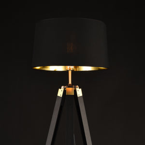 Golvlampa Karlsbad linne metall svart mässing [lux.pro]