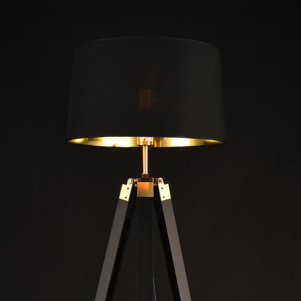 Golvlampa Karlsbad linne metall svart mässing [lux.pro]