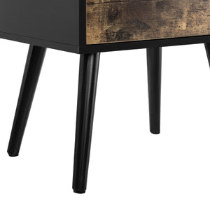 [en.casa] Sängbord-sideboard med två lådor-60x40x29,5cm-furu-spånskiva-träoptik-svart