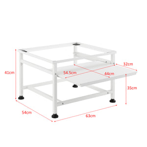 Tvättmaskinsstativ Förhöjningssockel med utdragbar hylla 63x54x41cm stål vit [en.casa]