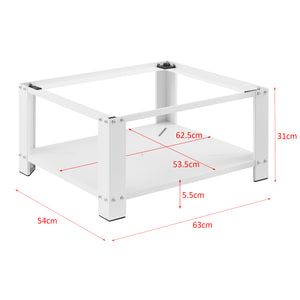 Tvättmaskinsstativ Förhöjningssockel med hylla 63x54x31cm stål vit max. belastning150 kg [en.casa]