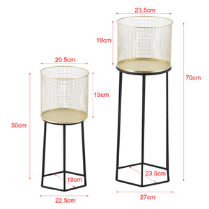 Växtställ Merelbeke set om 2 med krukor [en.casa]