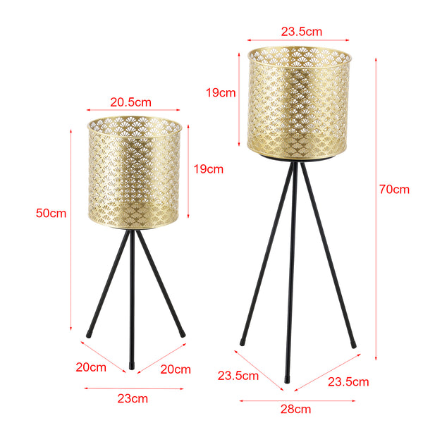 Växtställ Mechelen set om 2 med krukor metall [en.casa]